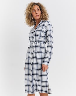 Brushed Check Utility Shirt Dress