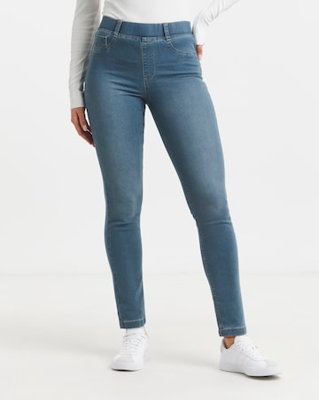 Simply Be Bella Mid Blue Pull On Slim Leg Jeggings