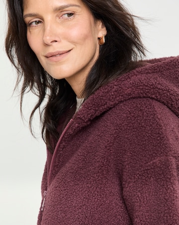 Borg Longline Zip Through Hoodie
