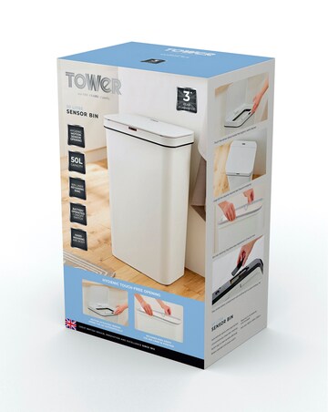 Tower 50L Rectangular Sensor Bin White