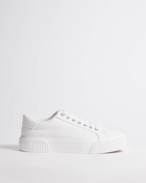 Sicilly Canvas Trainers Chunky Ribbed Sole - Extra Wide Fit (EEE)