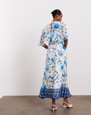 Joanna Hope Cape Sleeve Printed Tea Dress