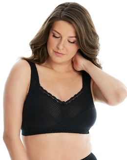 Miss Mary of Sweden Diamond Non Wired Cotton Bra Black