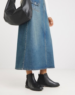 Ruth Classic Mixed Material Ankle Boots - Wide Fit (E)