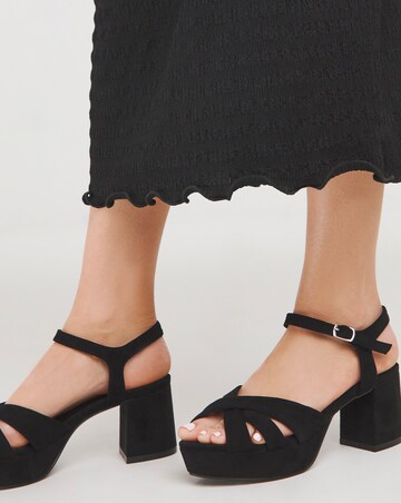 Francine Strap Detail Block Heel Platform Sandal - Wide Fit (E)
