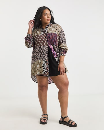 Simply Be Patchwork Print Crinkle Shirt