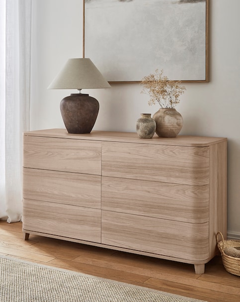 Arden Chest Of Drawers With Curved Sides - Oak Effect