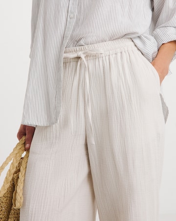 Stone Cheesecloth Wide Leg Trousers