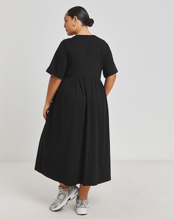 Simply Be Black Jersey Smock Midi Dress With Pockets