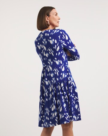 Asymmetric Jersey Swing Dress With Long Sleeves