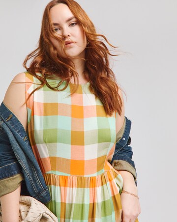 Native Youth Multi Check Sleeveless Midi Dress