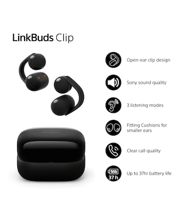 Sony LinkBuds Clip Open-Ear True Wireless Earbuds - Black