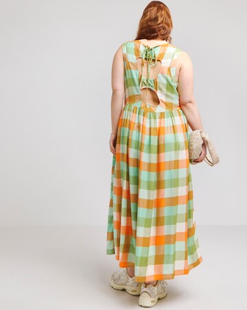 Native Youth Multi Check Sleeveless Midi Dress