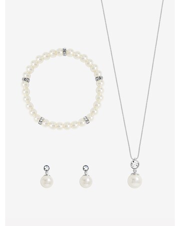 Jon Richard Silver Plated And Crystal Pearl Trio Set - Gift box