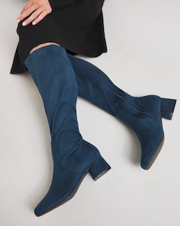 Demi Knee Kigh Heeled Boot - Wide Fit (E) &amp; Super Curvy/Curvy Plus Calf