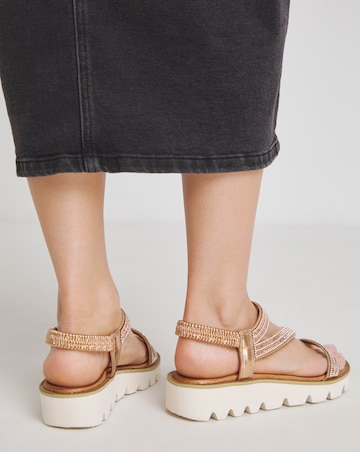 Heavenly Feet Fresco Strappy Glitter Sandals Ex Wide Fit