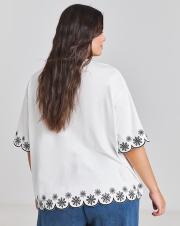 Simply Be White Cut Work T-Shirt