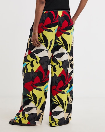 Tropical Crinkle Pull On Wide Leg Trousers