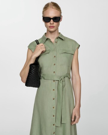 Mango Linen Tie Waist Dress