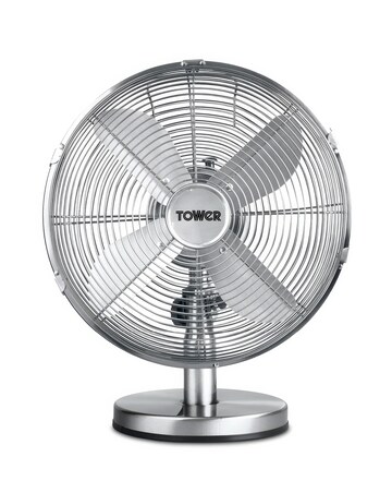 Tower 12 Silver Chrome Metal Desk Fan