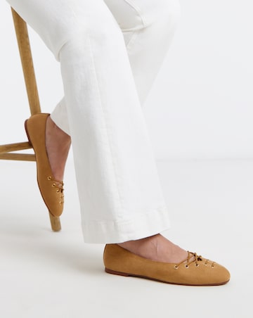 Belize Lace Front Ballerina Shoes - Wide Fit (E)