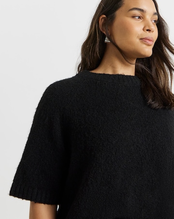Simply Be Black Short Sleeve Boxy Knitted Top
