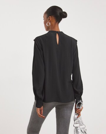 Black Shoulder Detail High Neck Top