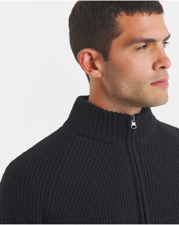 Quilted Fisherman Zip Through Cardigan