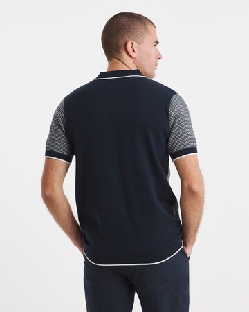 Geo Patterned Short Sleeve Knitted Polo