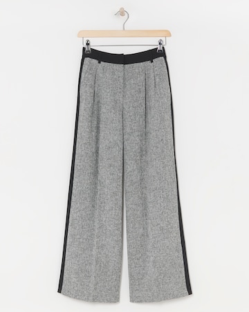 Grey Side Stripe Wide Leg Trousers