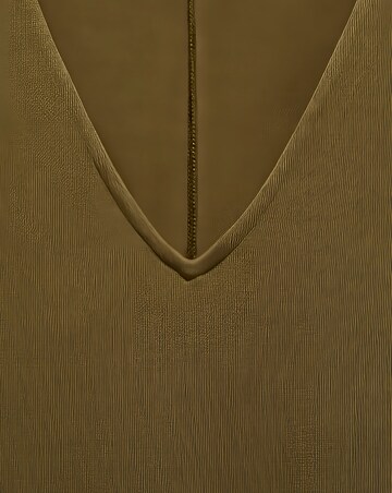 Mango Brown V Neck Midaxi Dica Dress