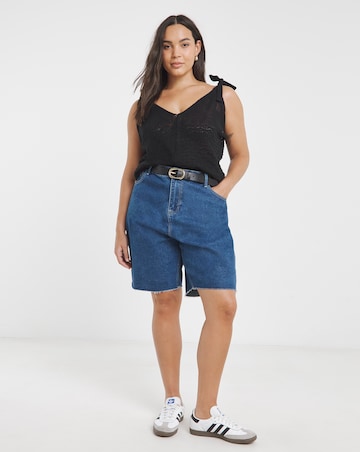 Black Tie Shoulder Crochet Cami