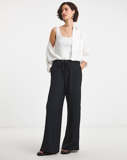 Crinkle Jersey Wide Leg Pull On Trouser