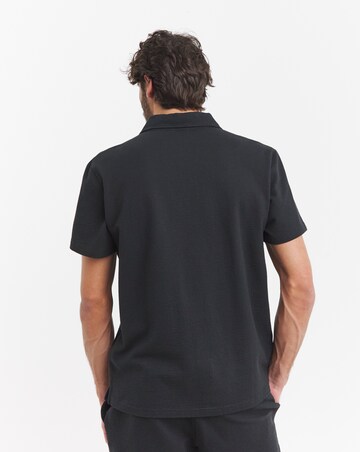 Seersucker Revere Collar Jersey Shirt- Black
