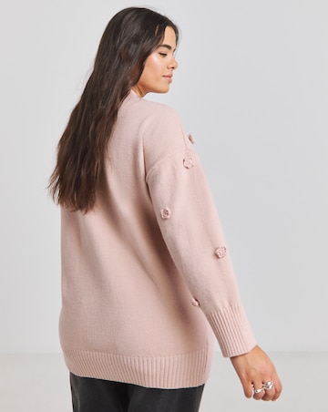 Pink Floral Applique Cardigan