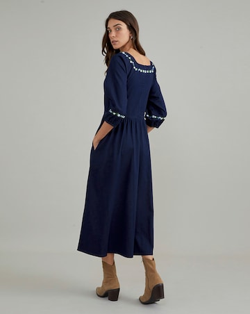 Nobody's Child Garland Embroidered Denim Midi Dress
