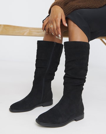 Pebble Knee High Ruched Boots - Wide Fit (E) & Standard Calf