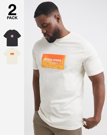 Jack & Jones Charge Logo T-Shirt 2 Pack - Multi