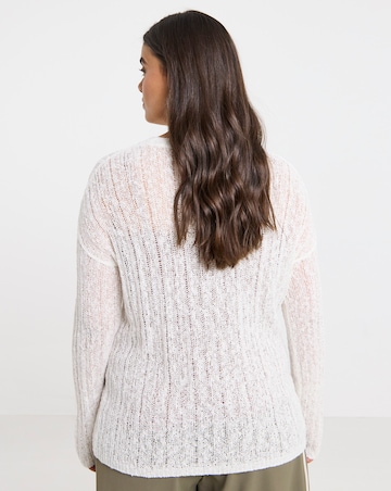 Simply Be Ivory Hole Knit Crew Neck Jumper