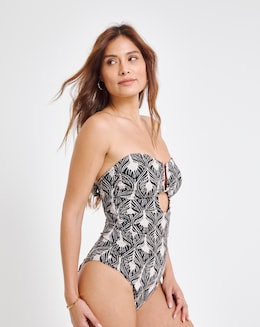 Trim Detail Bandeau Swimsuit With Detachable Straps