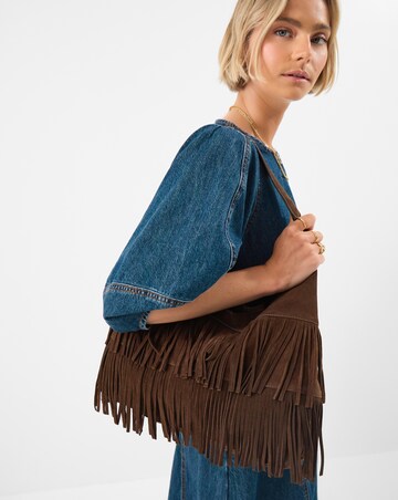 Accessorize Fringe Suede Shoulder Bag