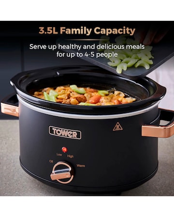 Tower Cavaletto 3.5litre Black and Rose Gold Slow Cooker