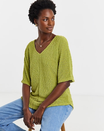 Boucle V-Neck Short Sleeve Top