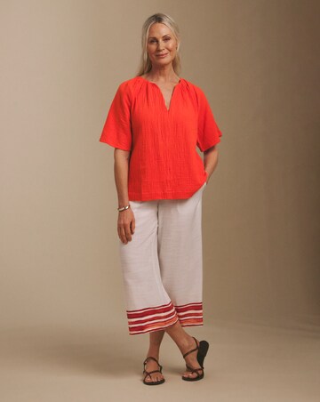 Julipa Short Sleeve Cotton Double Cloth Top