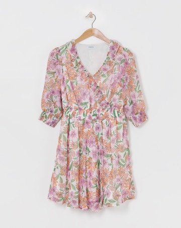 Floral Print Wrap Georgette Skater Dress