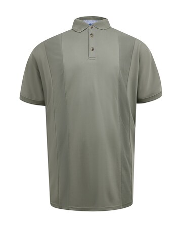 D555 Big And Tall Chippendham Jacquard Knitted Front Panel S/S Polo - Khaki