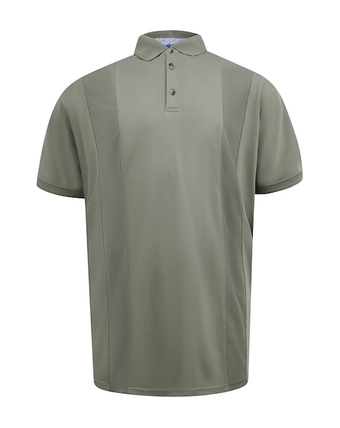 D555 Big And Tall Chippendham Jacquard Knitted Front Panel S/S Polo - Khaki