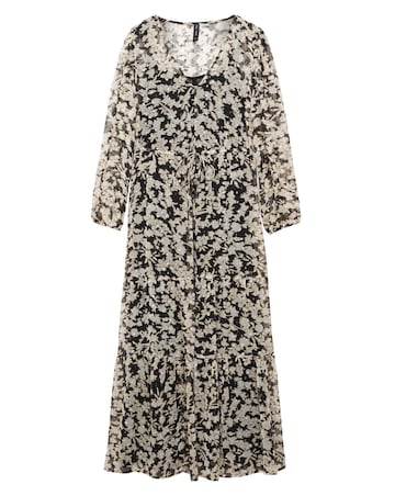 Mango Floral Print Midi Dress