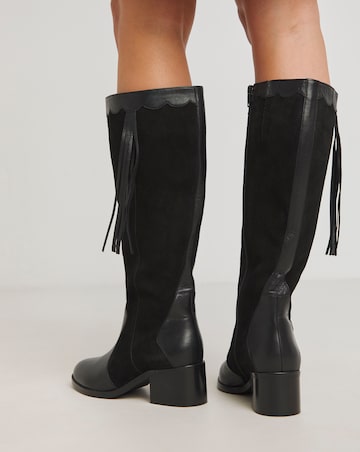 Joe Browns Black Suede Knee High Boot -Extra Wide Fit (EEE) & Standard Calf