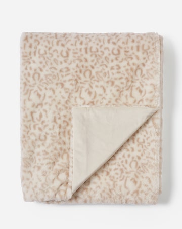 Spotted Animal Printed Faux Fur Throw